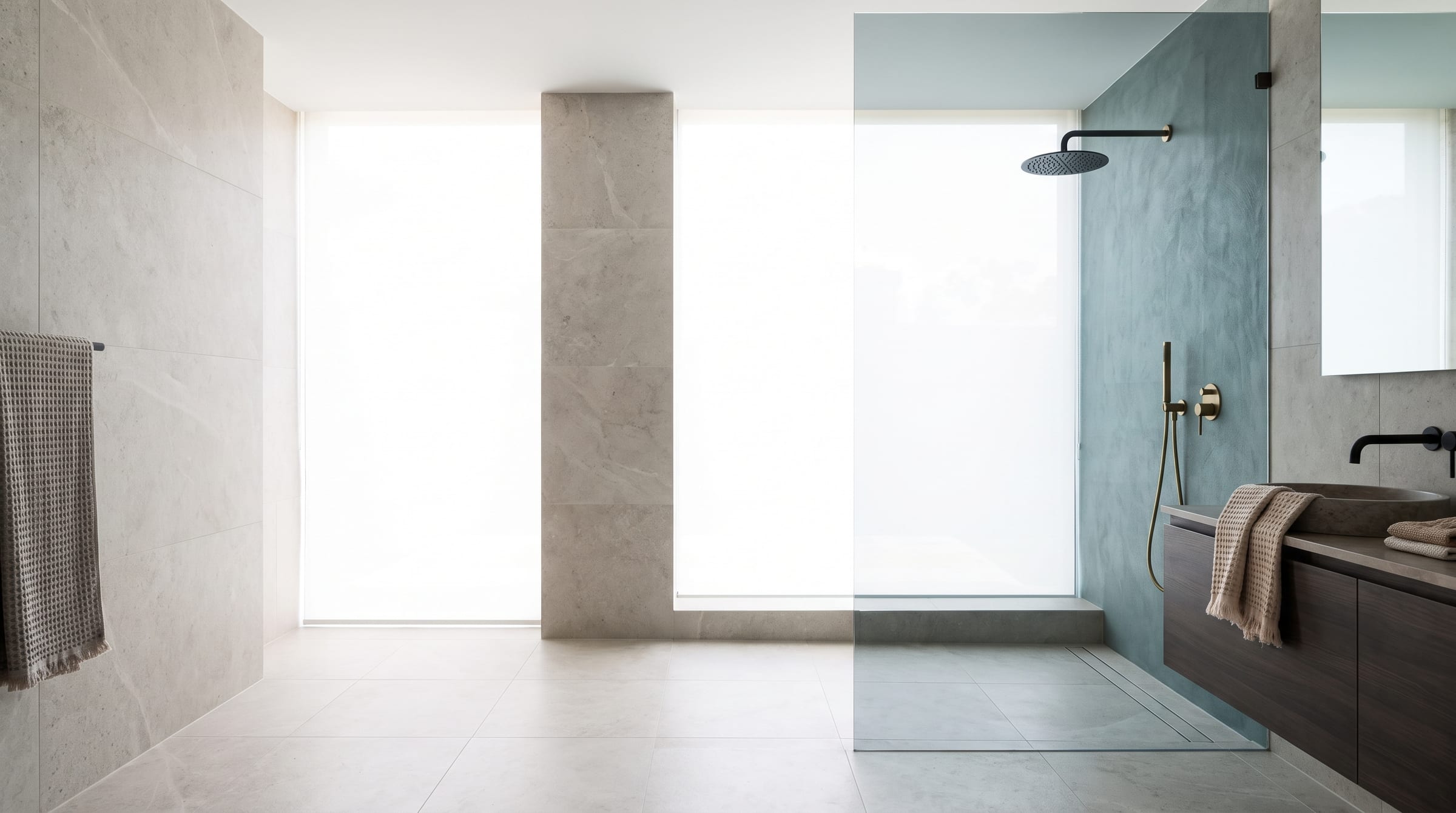 A contemporary wet room installed by {{BUSINESS_NAME}}